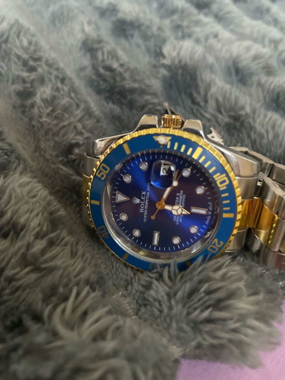 Whimsical Watch Two-Tone Blue and Gold Stainless Steel Dive Watch